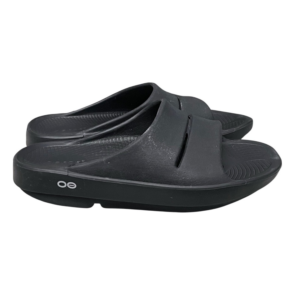 OOFOS OOahh Slide Sandals Black Men 8 Women 10 EU 41 Recovery Comfort